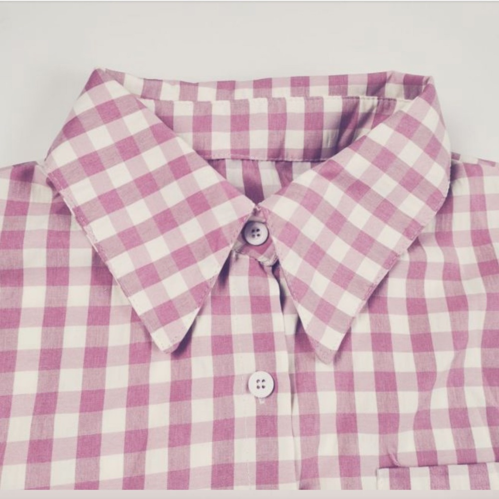 2 pieces pink white Vichy loungewear match set - Picture 3 of 7
